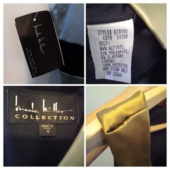 Nicole Miller Sleeveless Shift Dress-Size 4-Ruched-Colorblock-Metallic-Y2K-NEW - Picture 6 of 6